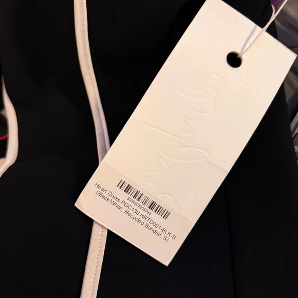 BRAND NEW WITH TAGS!! Paris Georgia Heart Dress Black w/ White Piping (size S) - Picture 8 of 8